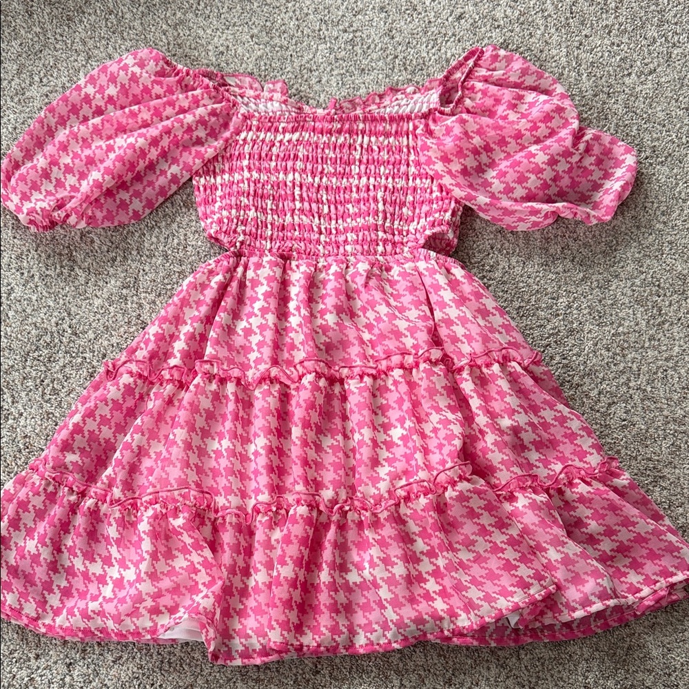Art Class Pink and White Houndstooth Top